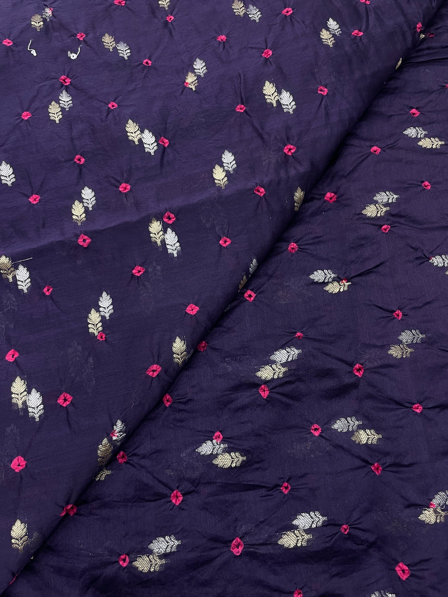 Pure Chanderi Zari Butti With Hand Bandhni (Color Available)