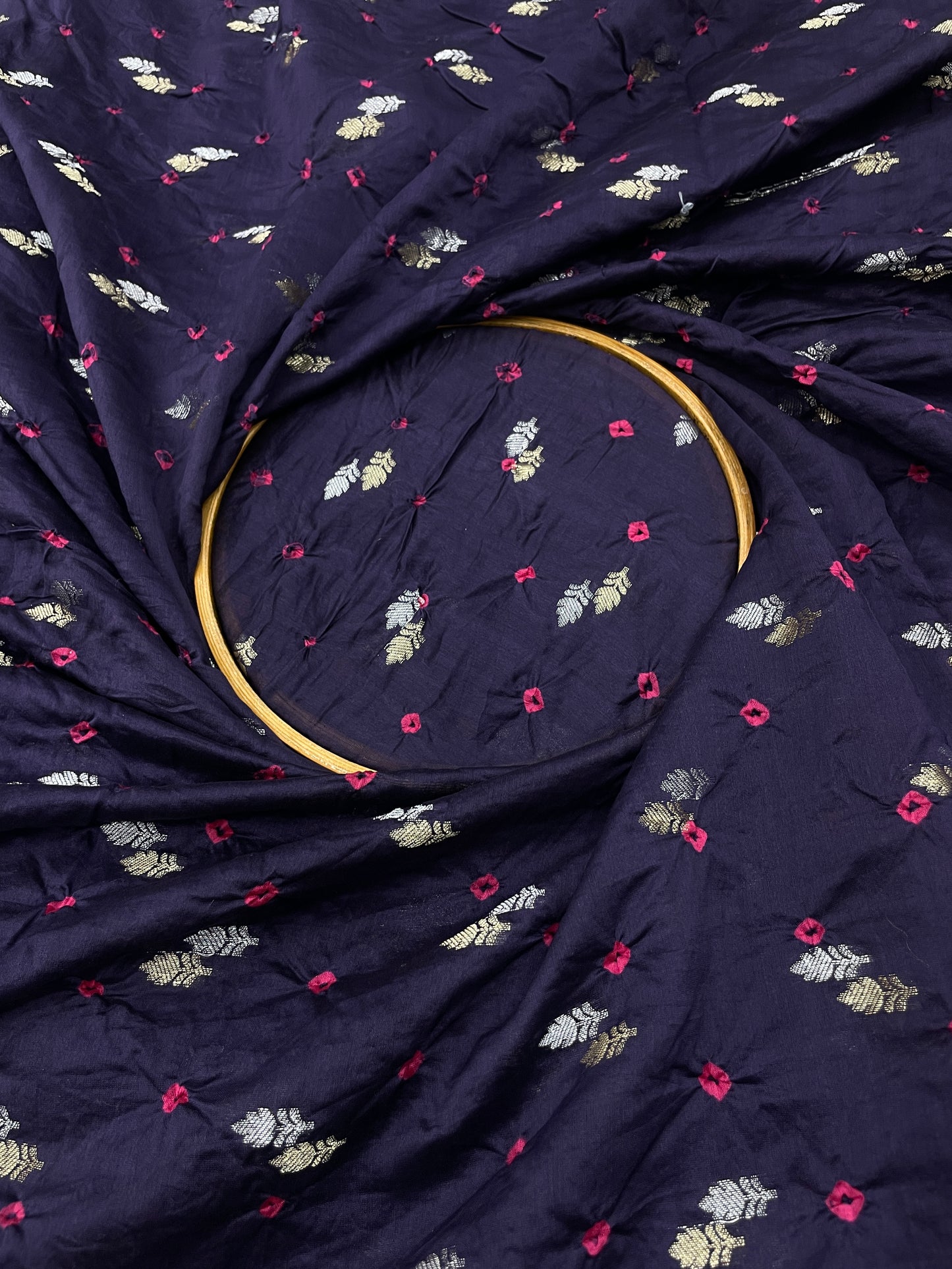 Pure Chanderi Zari Butti With Hand Bandhni (Color Available)