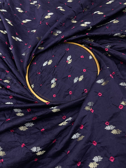 Pure Chanderi Zari Butti With Hand Bandhni (Color Available)