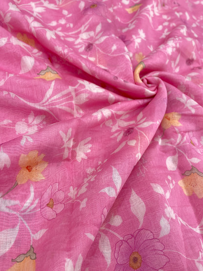 Floral Chanderi Print (colors available) 44"inch