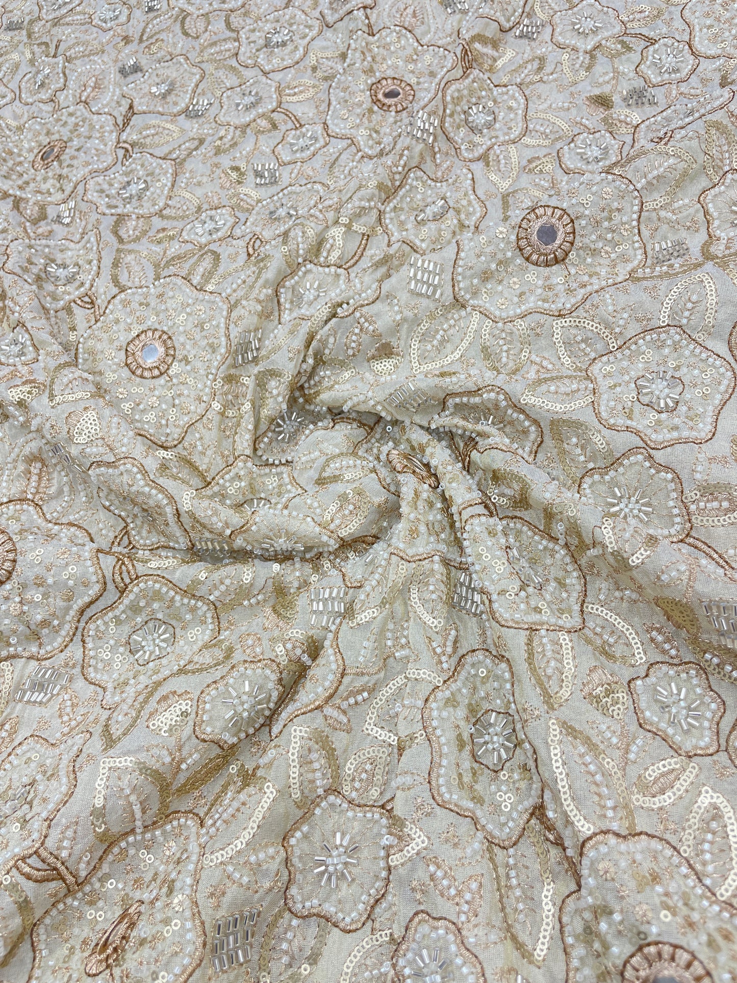 Tissue Beads And Mirror Embroidery (44"Inch)