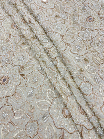 Tissue Beads And Mirror Embroidery (44"Inch)