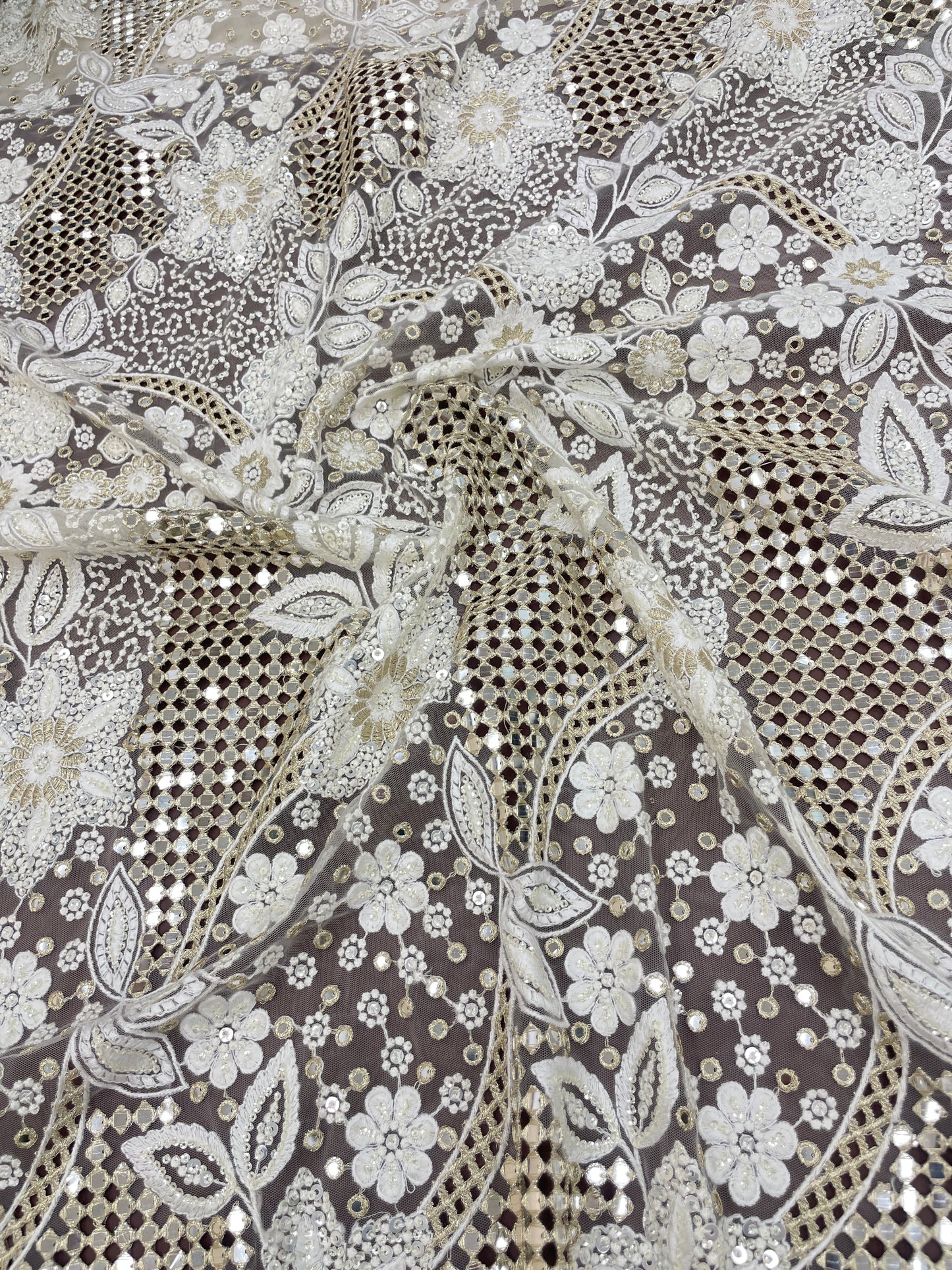 Net CutWork Embroidery (Color Available) 44"Inch