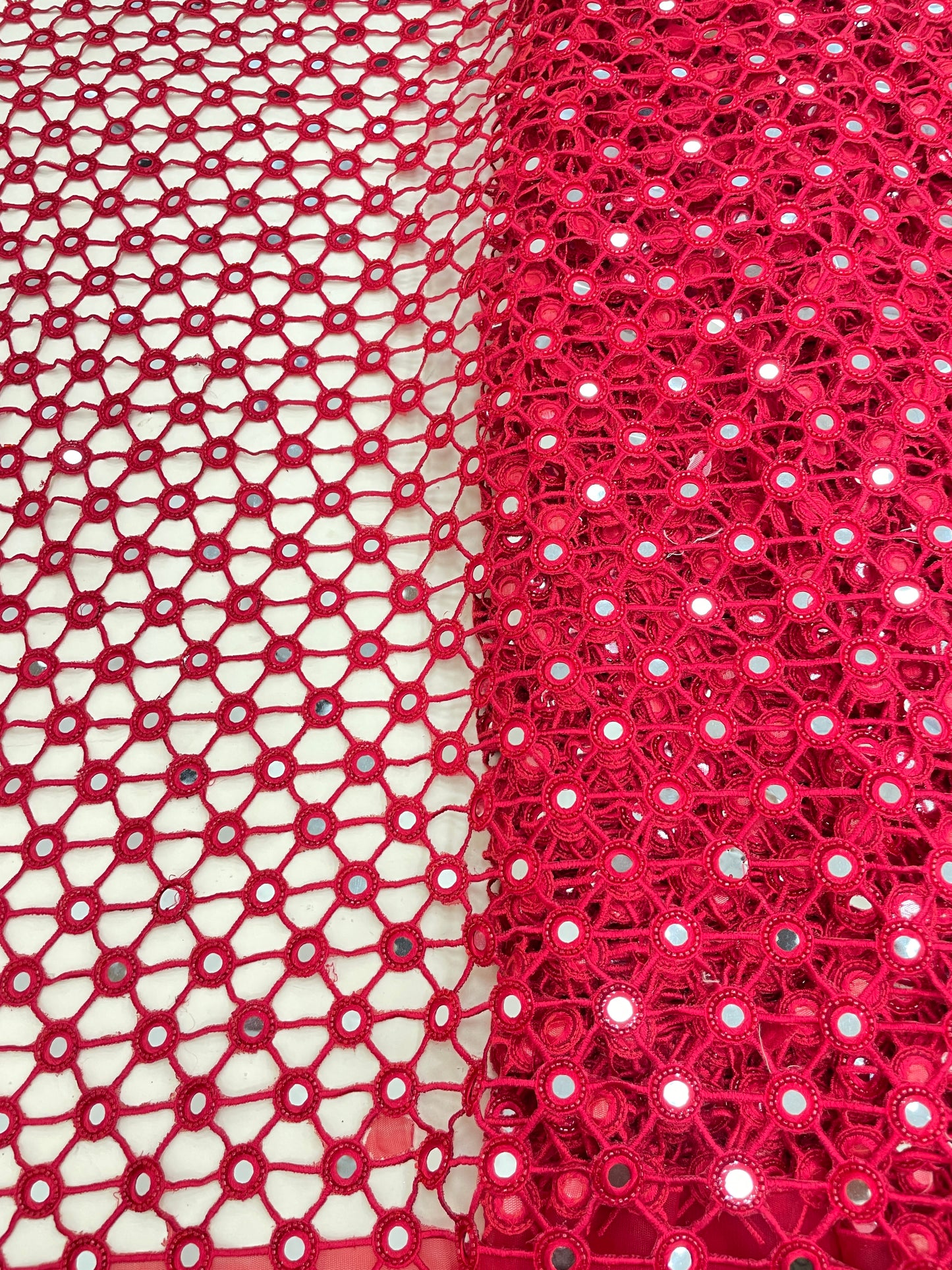 Net Mirror Cutwork Embroidery (Color Available)