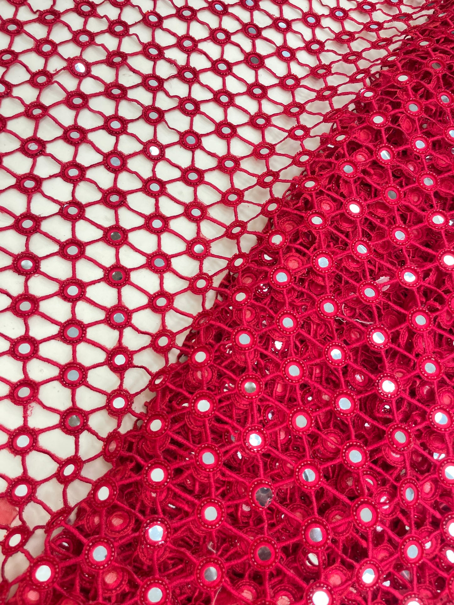 Net Mirror Cutwork Embroidery (Color Available)