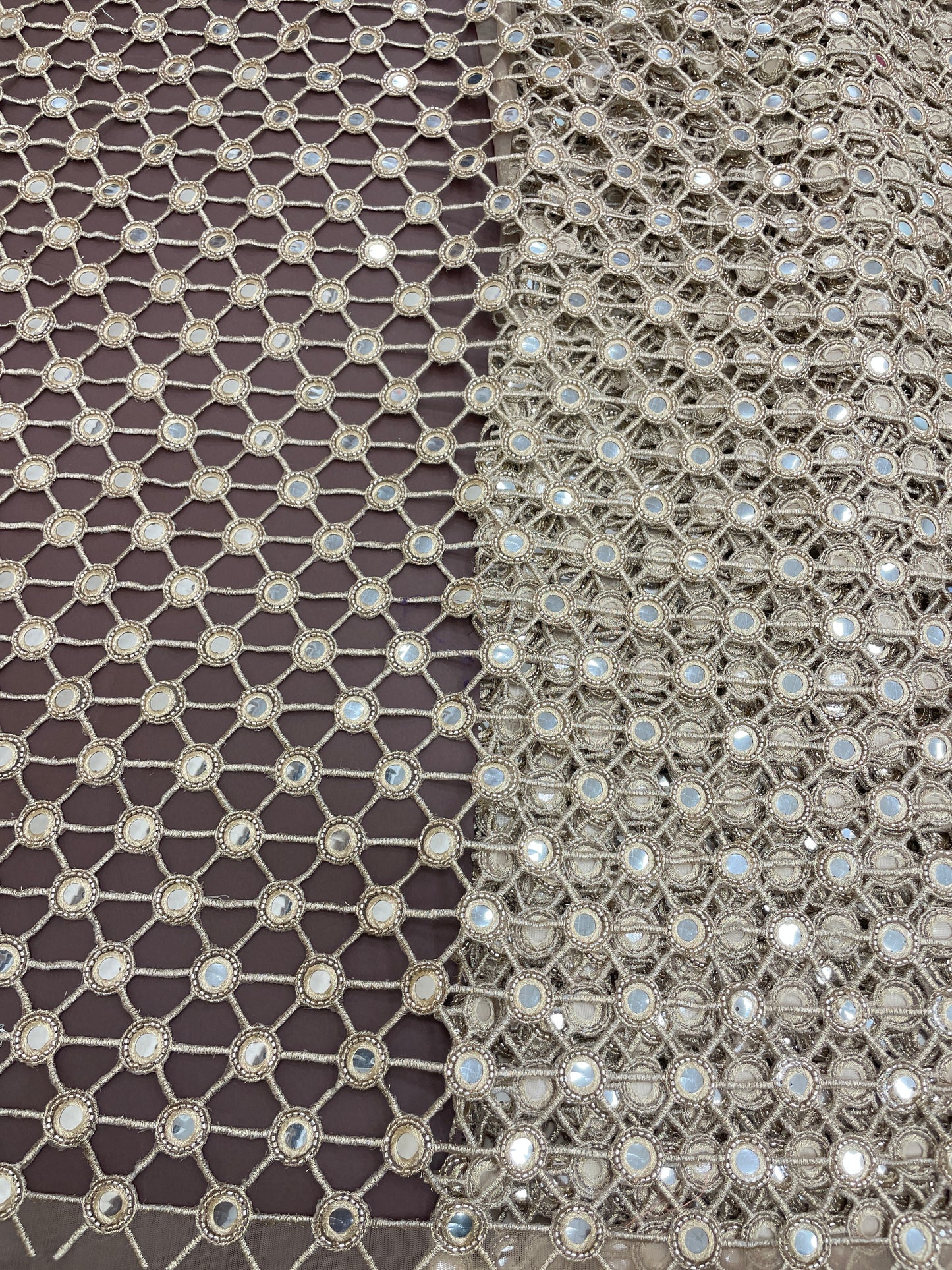 Net Mirror Cutwork Embroidery (Color Available)