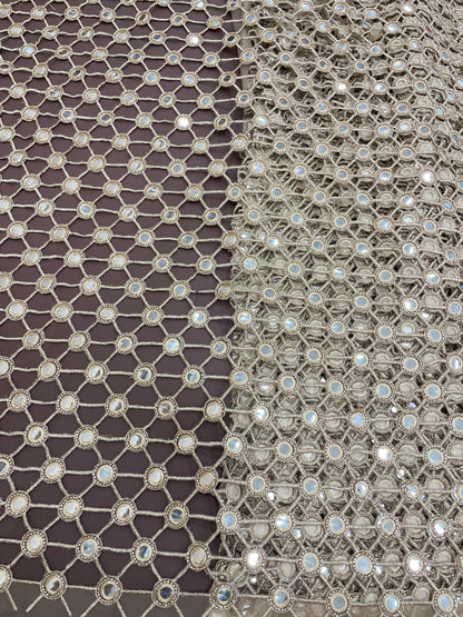 Net Mirror Cutwork Embroidery (Color Available)