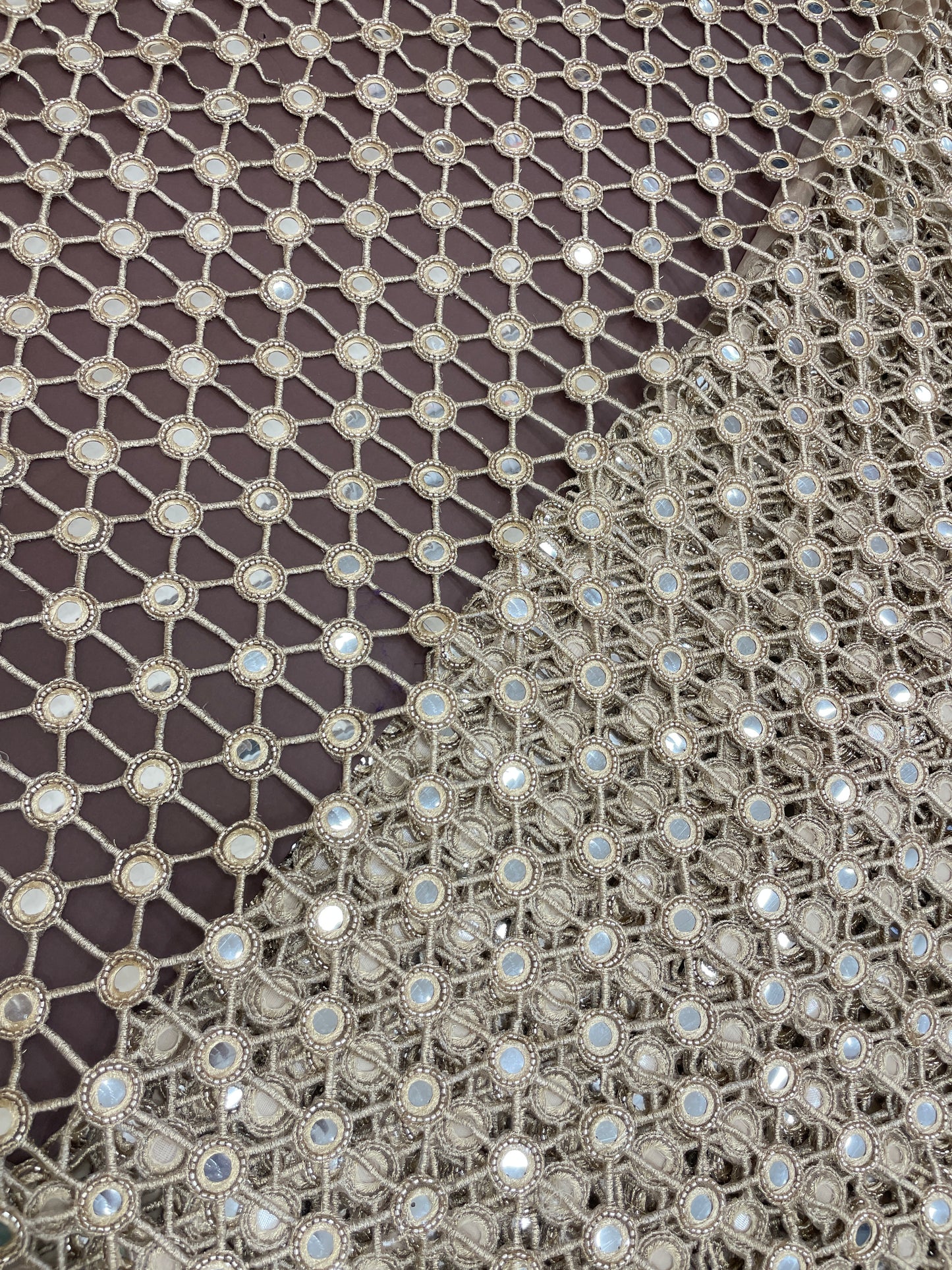 Net Mirror Cutwork Embroidery (Color Available)