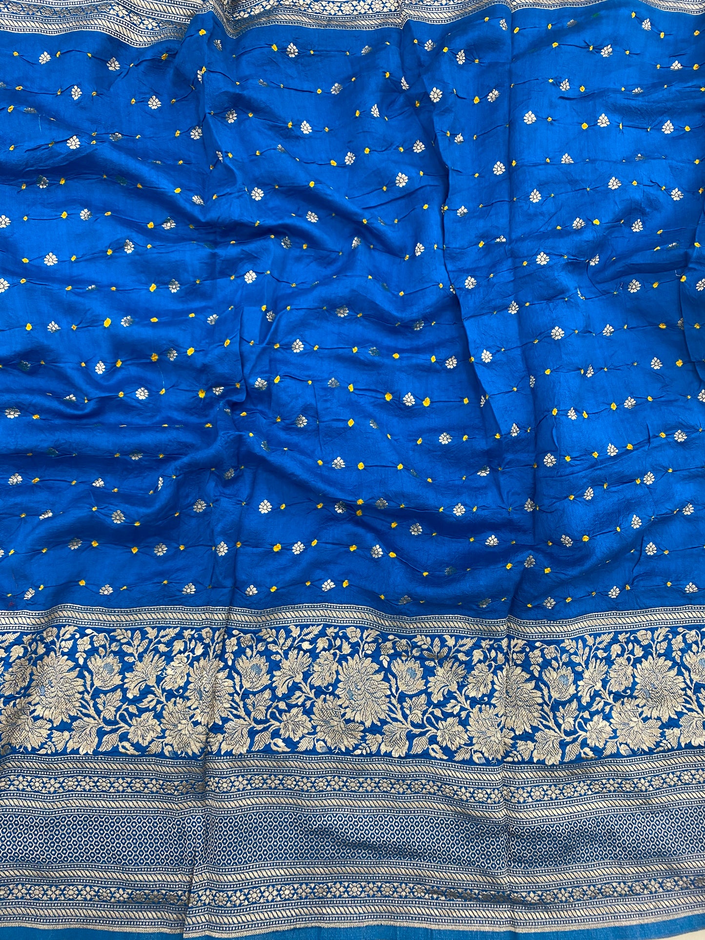 Pure Silk Bandhej With Border (Color Available) 44"Inch