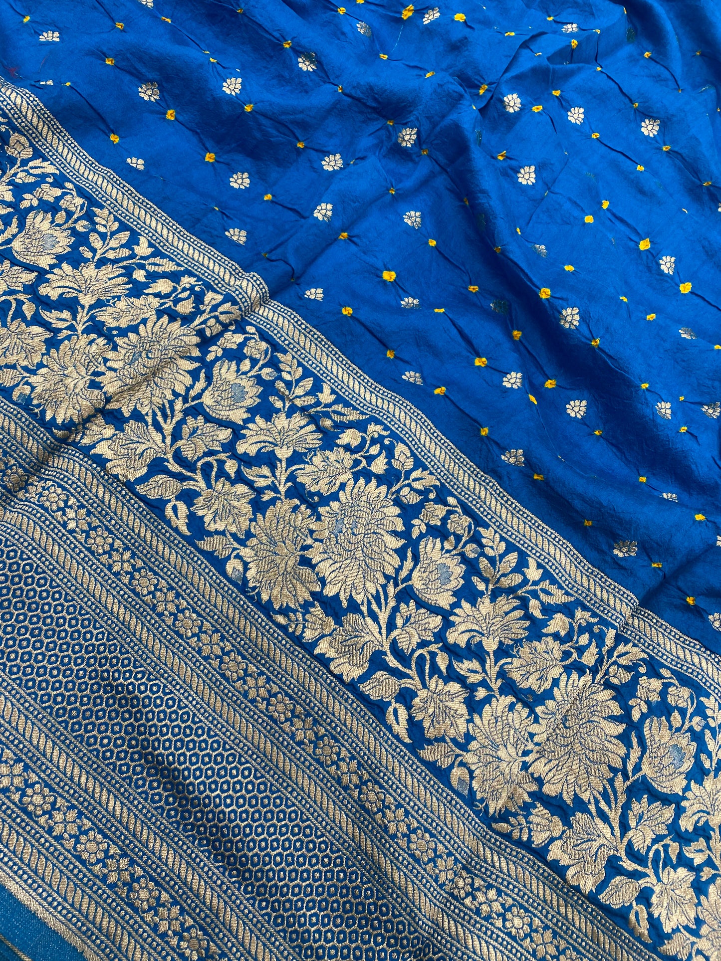 Pure Silk Bandhej With Border (Color Available) 44"Inch