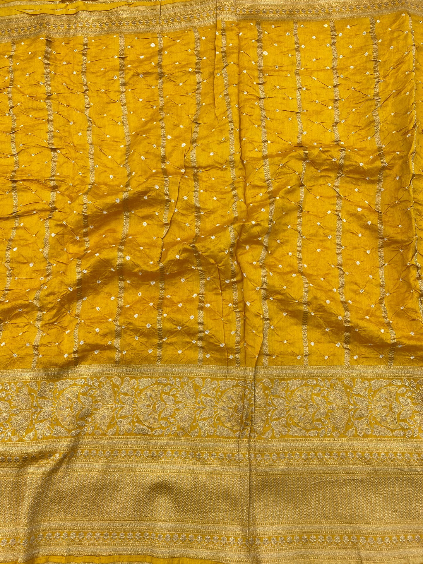 Pure Silk Bandhej With Border (Color Available) 44"Inch