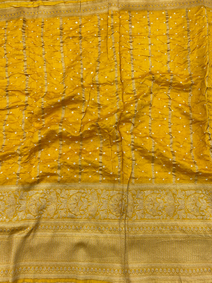 Pure Silk Bandhej With Border (Color Available) 44"Inch