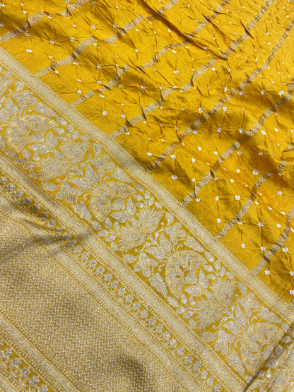 Pure Silk Bandhej With Border (Color Available) 44"Inch