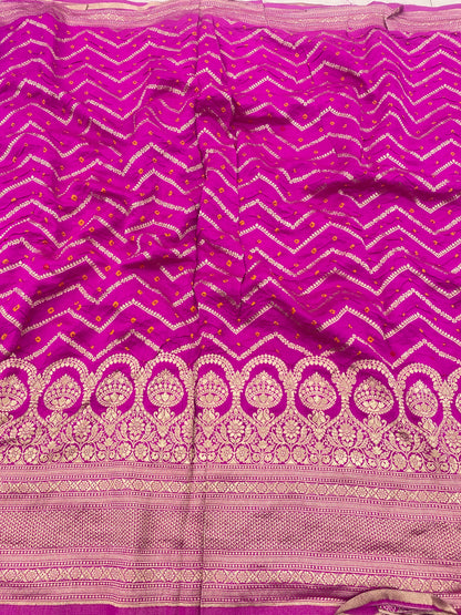 Pure Silk Bandhej With Border (Color Available) 44"Inch