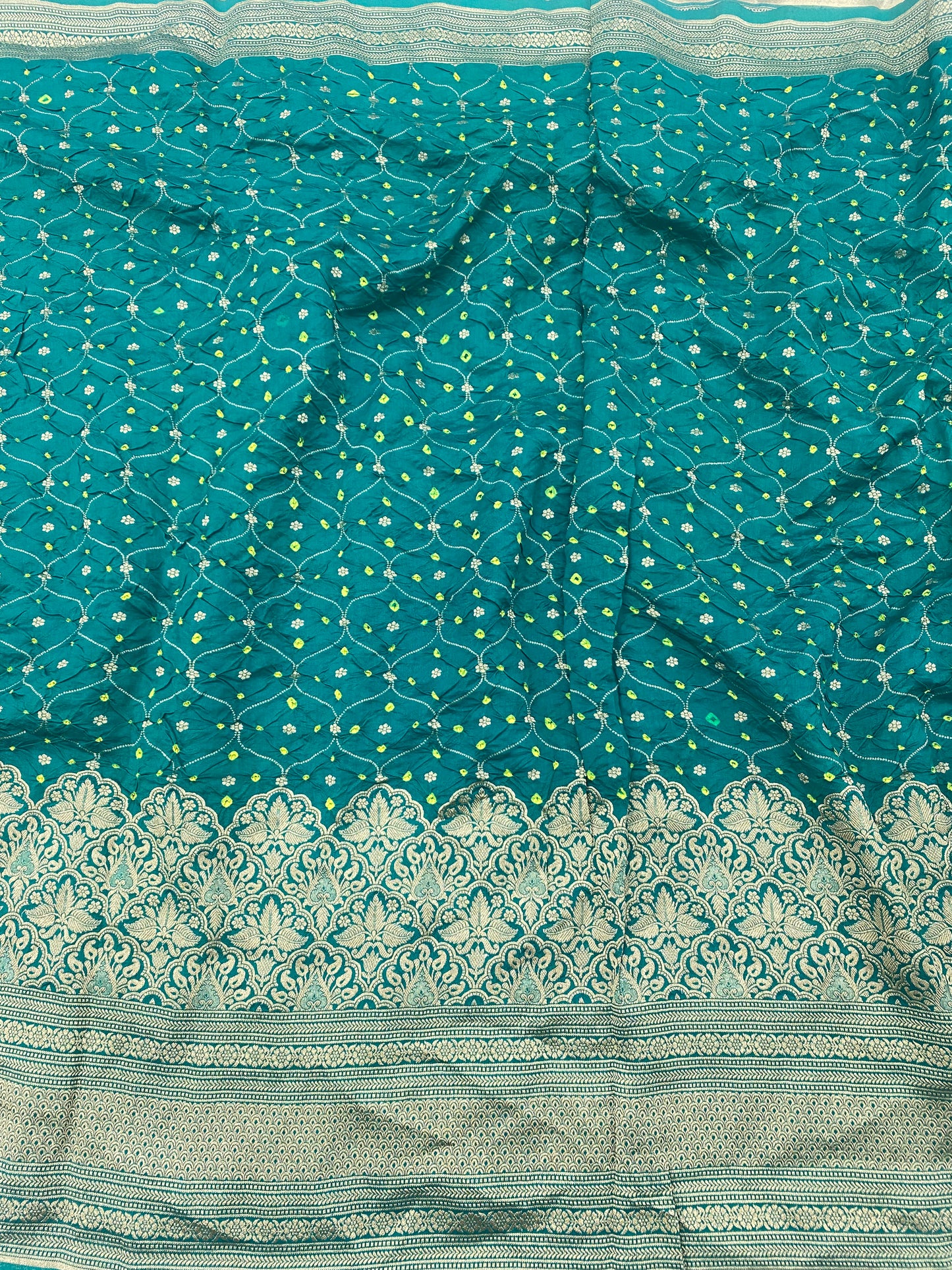 Pure Silk Bandhej With Border (Color Available) 44"Inch