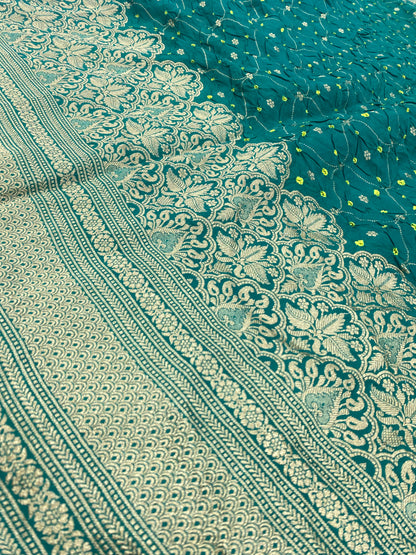 Pure Silk Bandhej With Border (Color Available) 44"Inch
