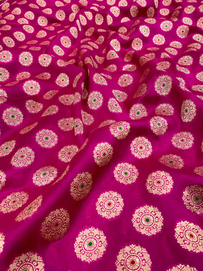 Pure Dupion Silk Zari With Meena Jacquard (Color Available) 44"Inch