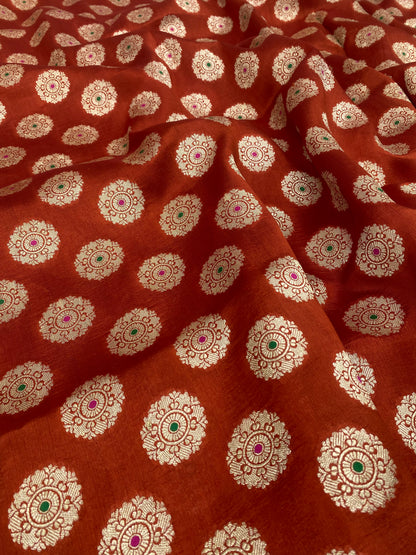 Pure Dupion Silk Zari With Meena Jacquard (Color Available) 44"Inch