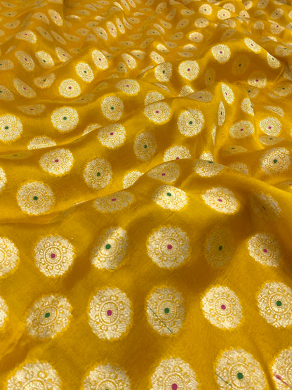 Pure Dupion Silk Zari With Meena Jacquard (Color Available) 44"Inch