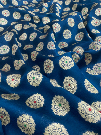 Pure Dupion Silk Zari With Meena Jacquard (Color Available) 44"Inch