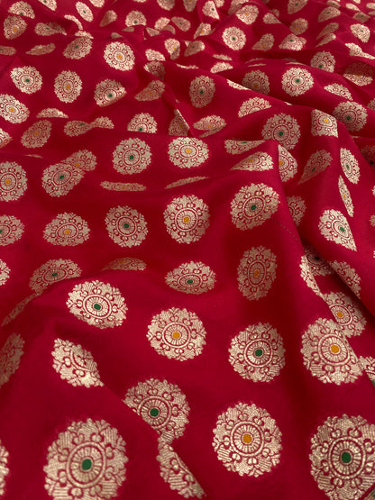 Pure Dupion Silk Zari With Meena Jacquard (Color Available) 44"Inch