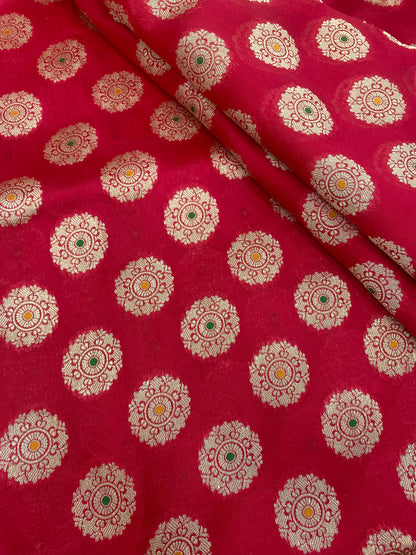 Pure Dupion Silk Zari With Meena Jacquard (Color Available) 44"Inch