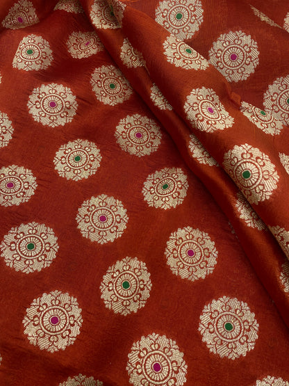 Pure Dupion Silk Zari With Meena Jacquard (Color Available) 44"Inch