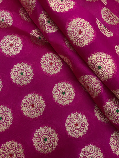 Pure Dupion Silk Zari With Meena Jacquard (Color Available) 44"Inch