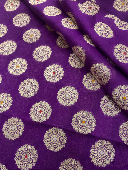 Pure Dupion Silk Zari With Meena Jacquard (Color Available) 44"Inch