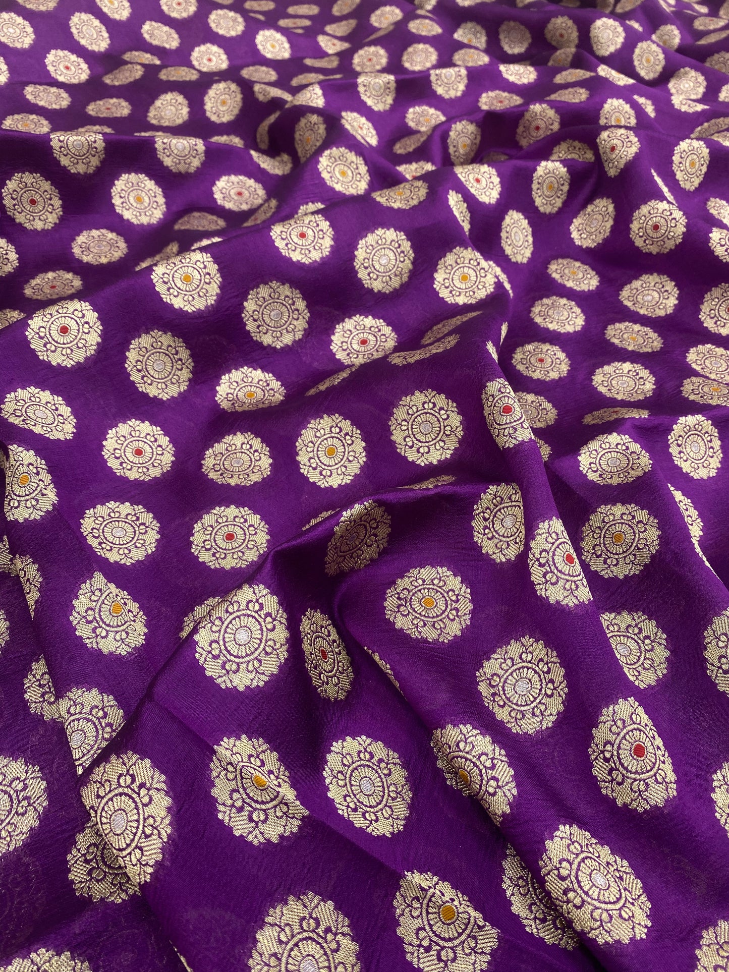 Pure Dupion Silk Zari With Meena Jacquard (Color Available) 44"Inch