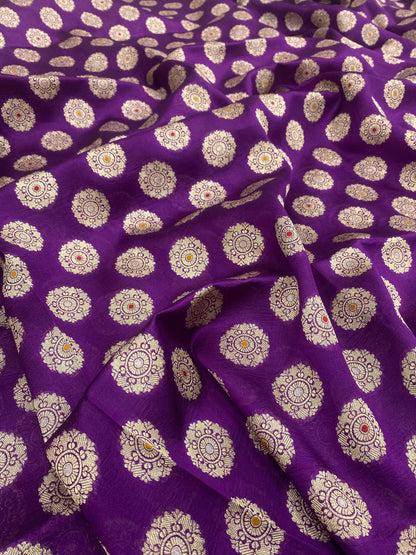 Pure Dupion Silk Zari With Meena Jacquard (Color Available) 44"Inch