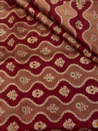 Pure Dupion Silk Zari With Meena Jacquard (Color Available) 44"Inch