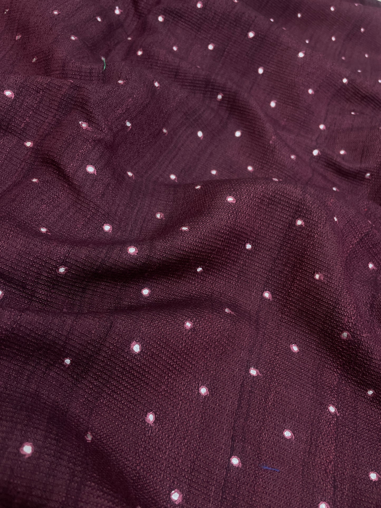 Pure Tussar With Mirror Work (Color Available ) 44"Inch