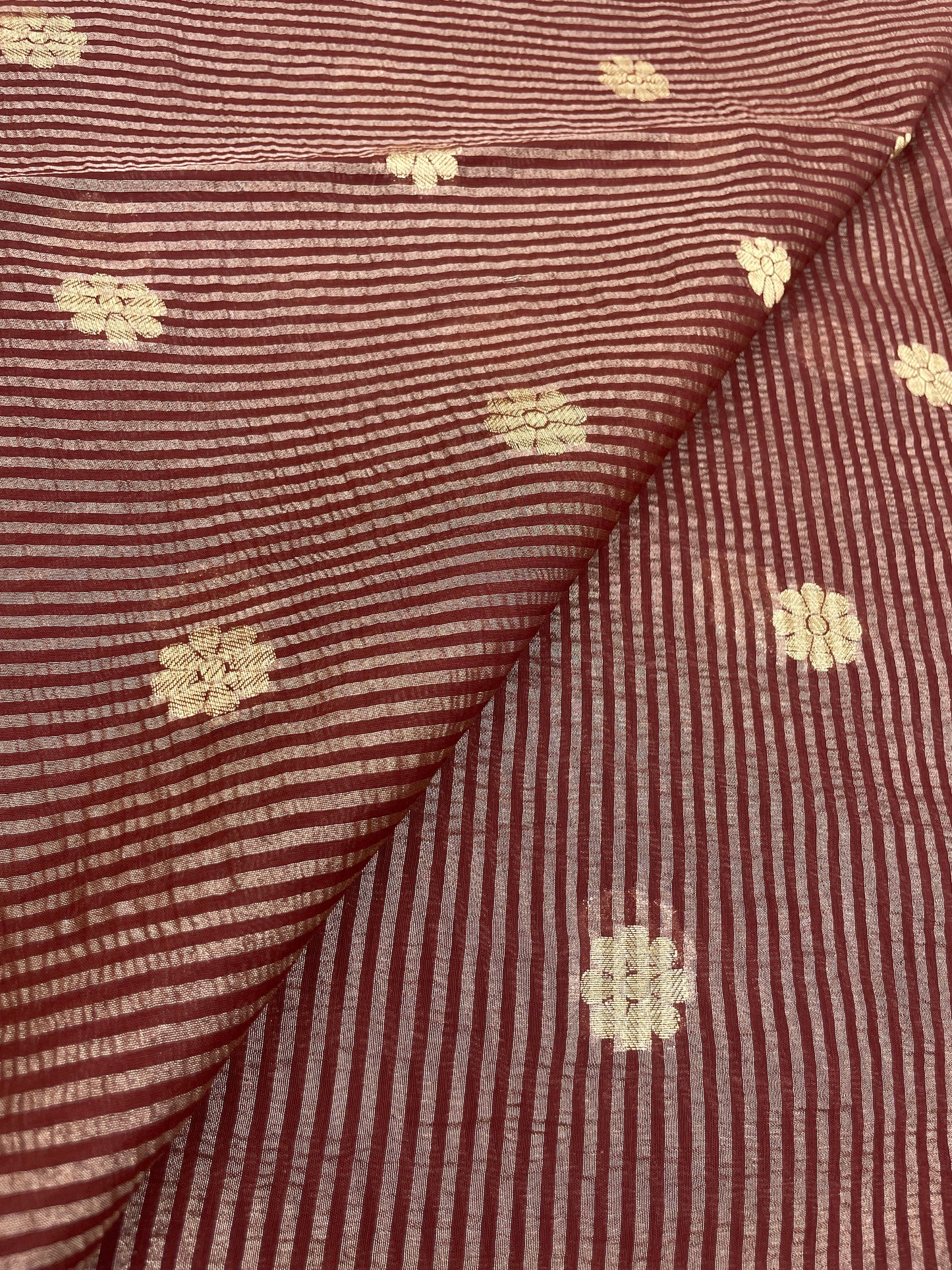 Tissue Stripes With Zari Butti (Color Available) 44" Inch