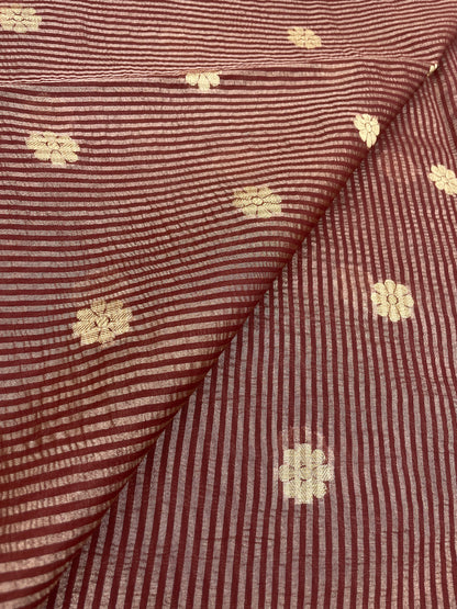 Tissue Stripes With Zari Butti (Color Available) 44" Inch