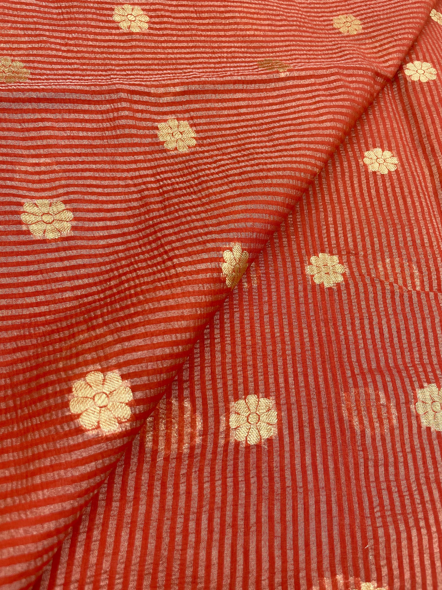 Tissue Stripes With Zari Butti (Color Available) 44" Inch