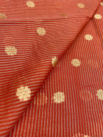 Tissue Stripes With Zari Butti (Color Available) 44" Inch