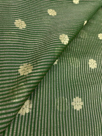 Tissue Stripes With Zari Butti (Color Available) 44" Inch