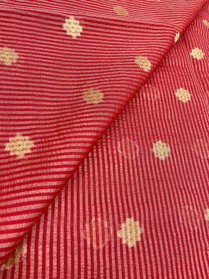 Tissue Stripes With Zari Butti (Color Available) 44" Inch