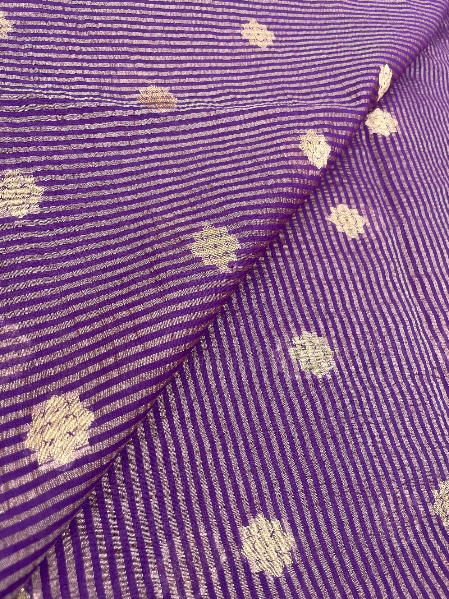 Tissue Stripes With Zari Butti (Color Available) 44" Inch