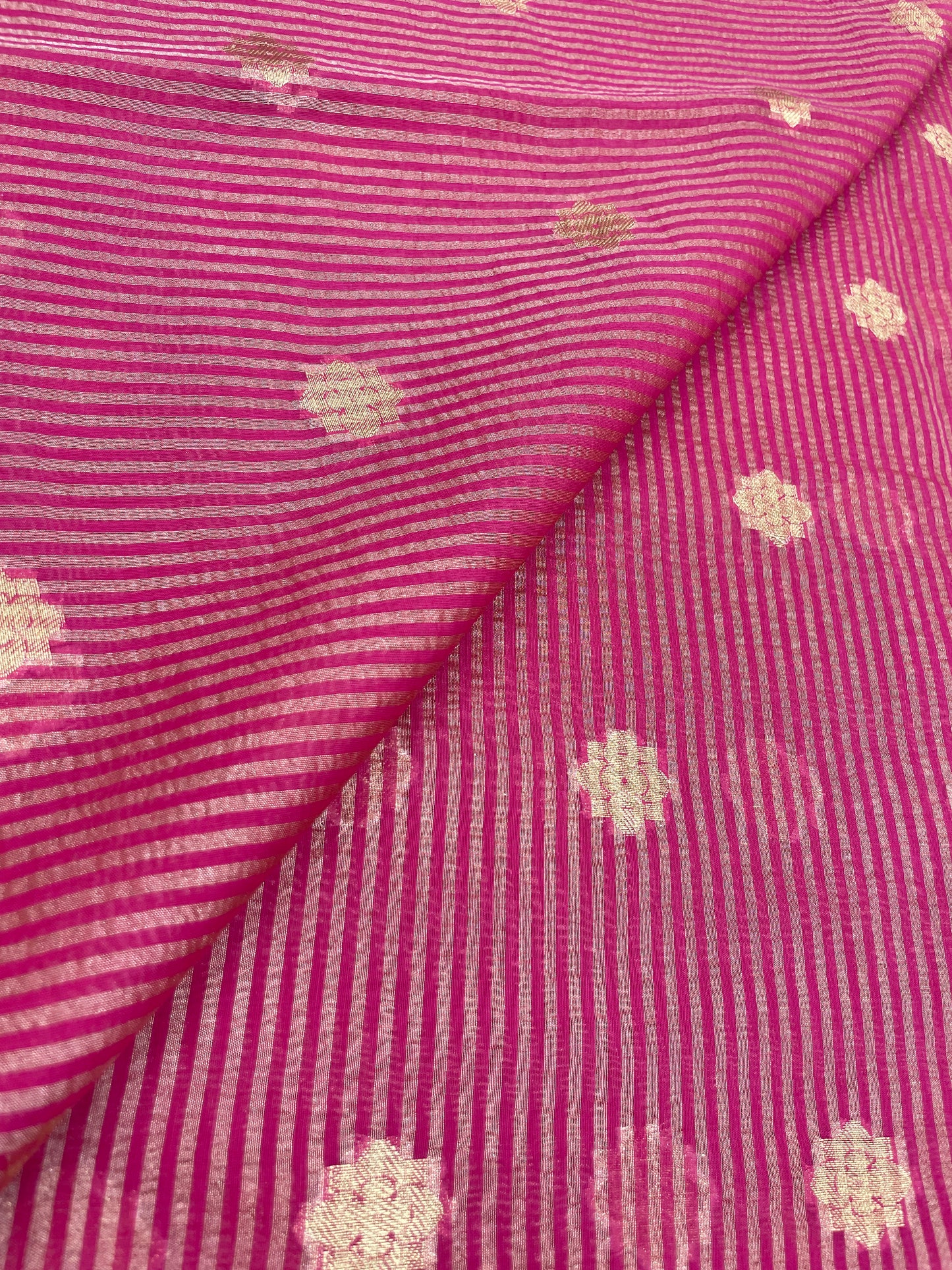 Tissue Stripes With Zari Butti (Color Available) 44" Inch