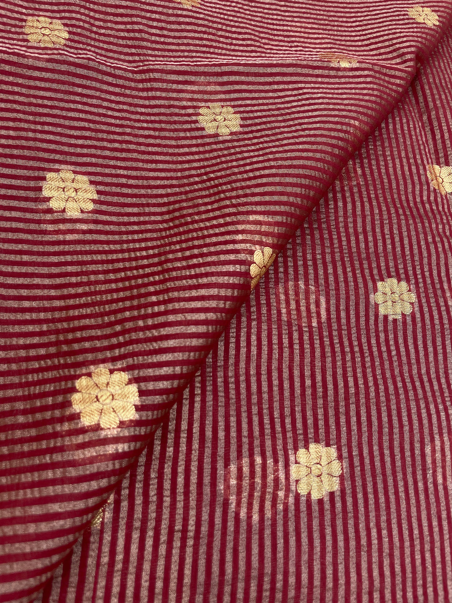 Tissue Stripes With Zari Butti (Color Available) 44" Inch