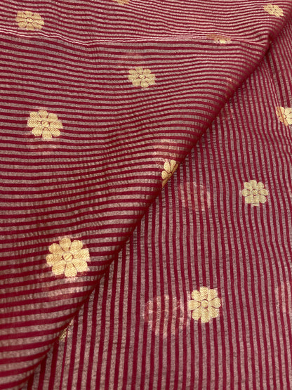 Tissue Stripes With Zari Butti (Color Available) 44" Inch