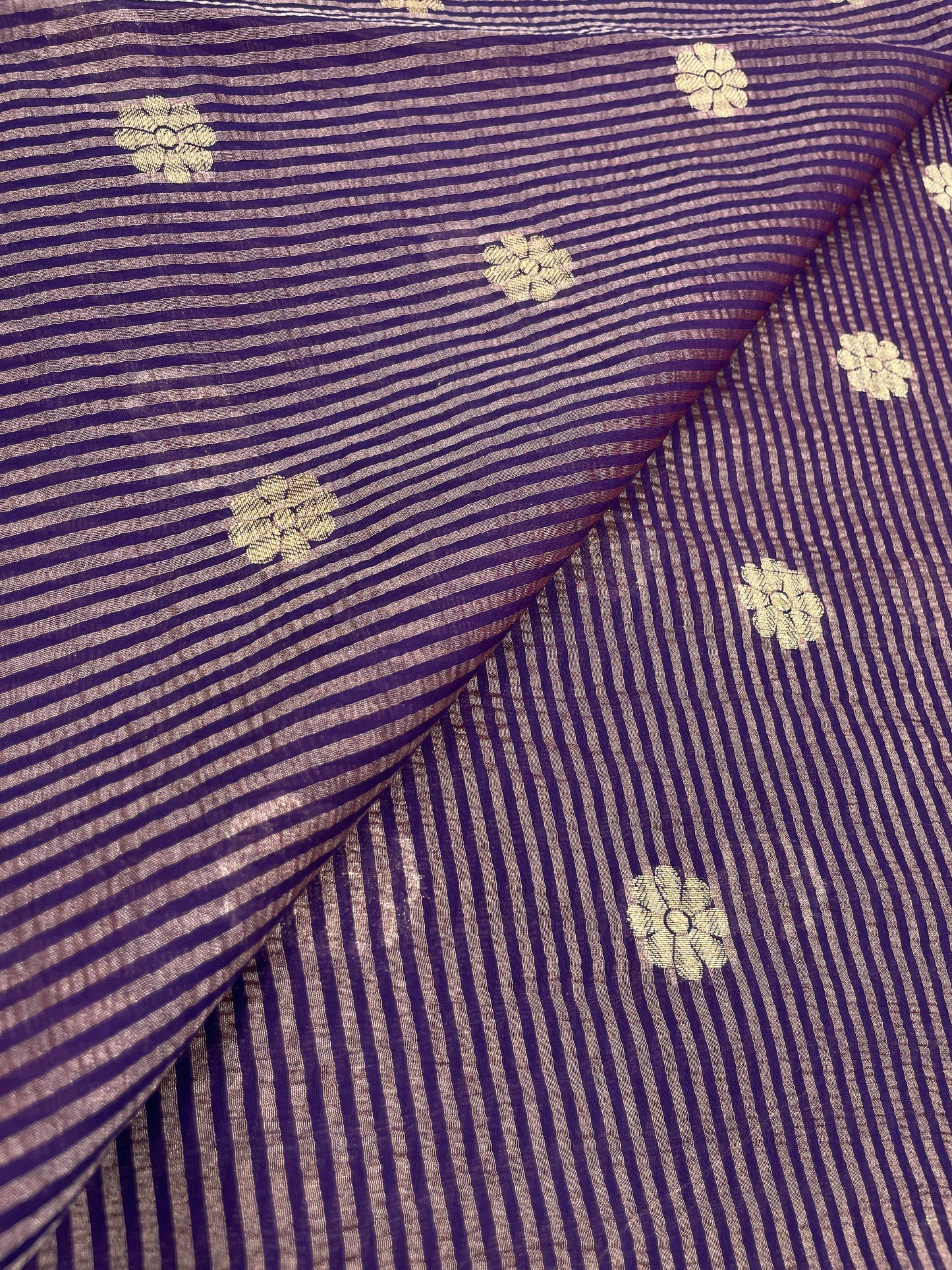 Tissue Stripes With Zari Butti (Color Available) 44" Inch