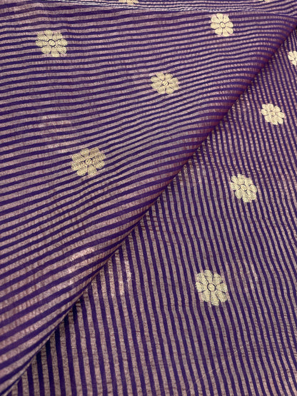 Tissue Stripes With Zari Butti (Color Available) 44" Inch