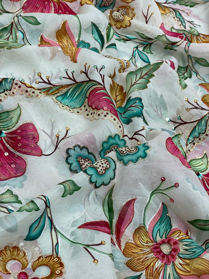 Organza Position Print (Color Available ) 44"Inch