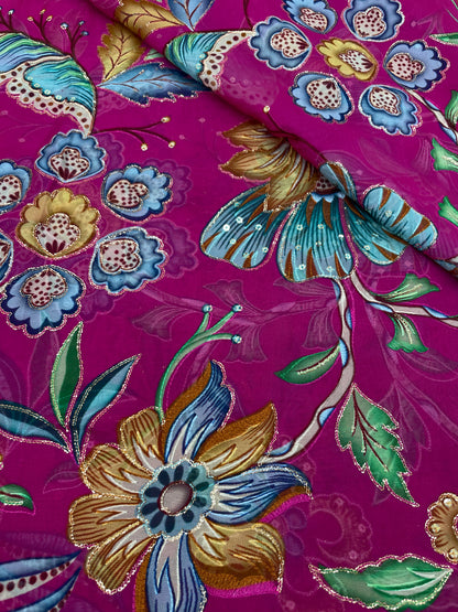 Organza Position Print (Color Available ) 44"Inch