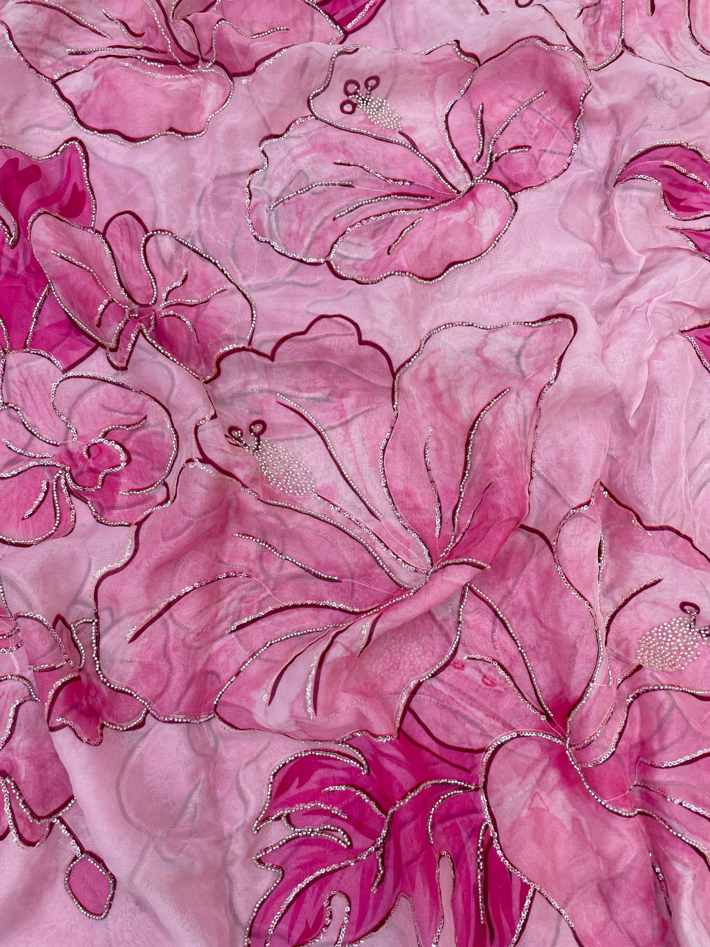 Viscose Organza Print Handwork (Color Available)