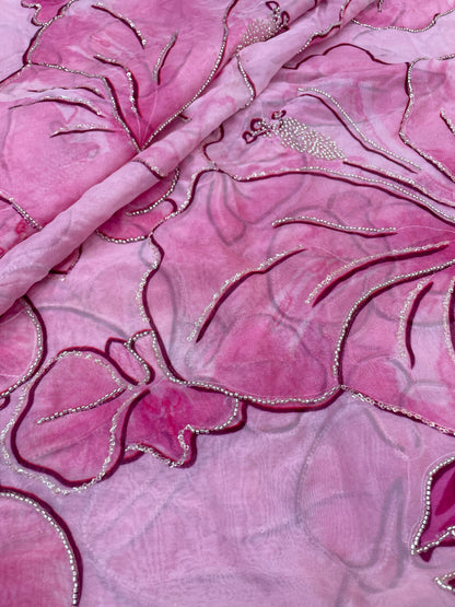 Viscose Organza Print Handwork (Color Available)