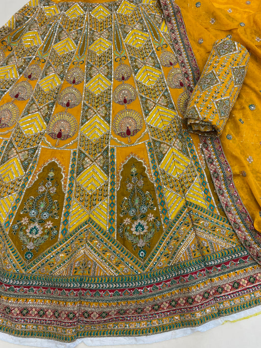 Crepe Position Print Embroidery Lehenga Set